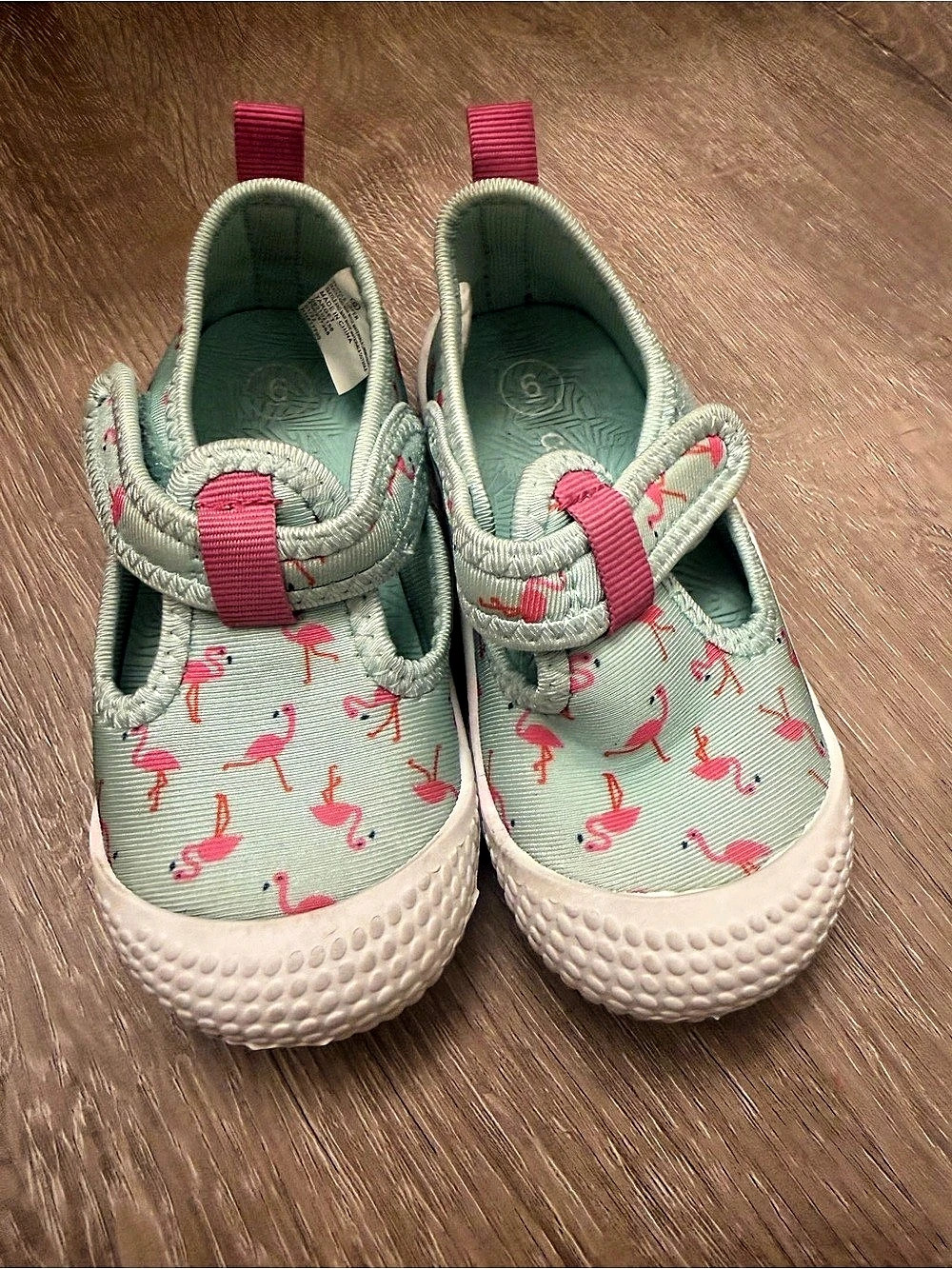 Cat & Jack Toddler Girl Flamingo Mary Jane Water Shoes Size 6 Mint Pink